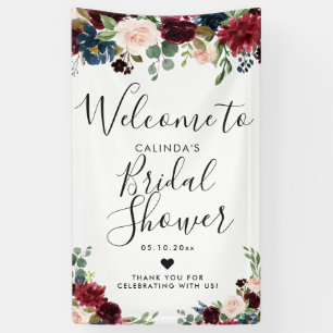 Burgundy Bouquet Brautparty Willkommen Banner