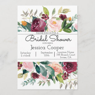 Burgundy Bouquet Bridal Dusche Einladung