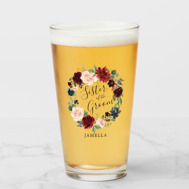 Burgundy Bouquet Kranz Schwester des Bräutigams Glas (Vorne (Gefüllt))