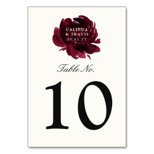 Burgundy Bouquet Rose Floral Tischnummer