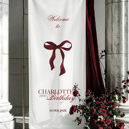 Burgundy Bow Birthday Party Shower Banner