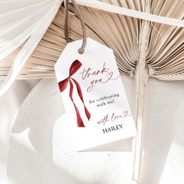 Burgundy Bow Brautparty Vielen Dank, Gefallen Tags Geschenkanhänger