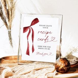 Burgundy Bow Bridal Recipe Karten signieren Poster