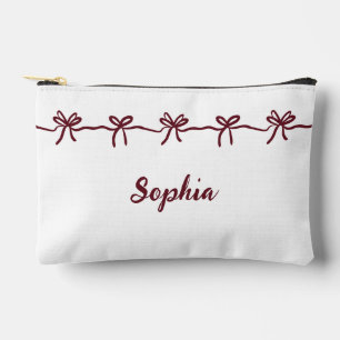 Burgundy Bow Bridesmaid Moderne Skriptreise Zubehörtasche