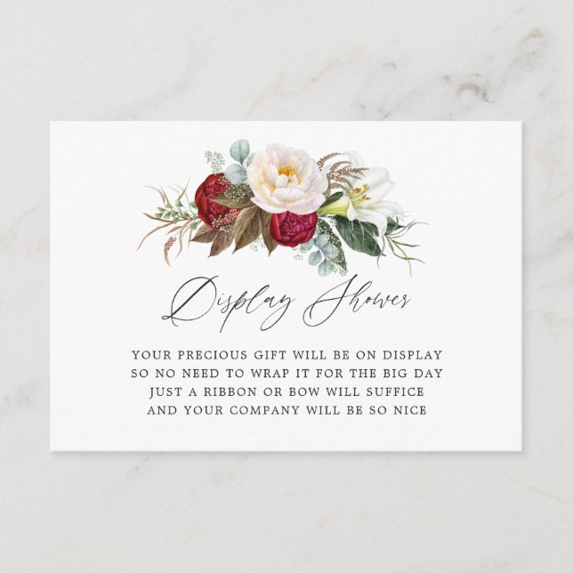 Burgundy - Brautparty-Anzeige für Marsala-Flora Begleitkarte (Vorderseite)