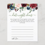 Burgundy Brautparty Date Night Ideale Anleitung Ka<br><div class="desc">Burgundy Navy Blush Blues Brautparty Datum Night Idea Advice Card.</div>