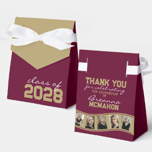 Burgundy & Bronze Gold Foto Collage Filmstrip Geschenkschachtel