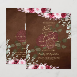 Burgundy Brown Floral Winter Hochzeit im Herbst ei