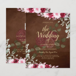 Burgundy Brown Floral Winter Hochzeit im Herbst ei