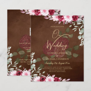 Burgundy Brown Floral Winter Hochzeit im Herbst ei