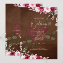 Burgundy Brown Floral Winter Hochzeit im Herbst ei