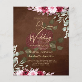 Burgundy Brown Floral Winter Hochzeit im Herbst ei Flyer