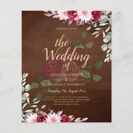 Burgundy Brown Floral Winter Hochzeit im Herbst ei Flyer