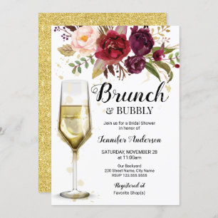 Burgundy Brunch & Bubbly Bridal Dusche Einladung