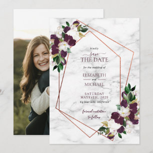 Burgundy-Burgund für Kupfergeometrie Save The Date