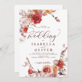 Burgundy Burnt Orange BohoTerracotta Wedding Invit Einladung