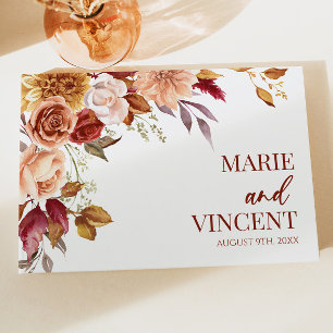 Burgundy Burnt Orange Brown Blume Wedding Gästebuch