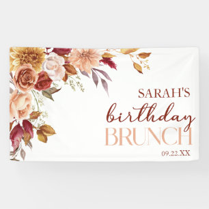 Burgundy Burnt Orange Floral Geburtstag Brunch Banner
