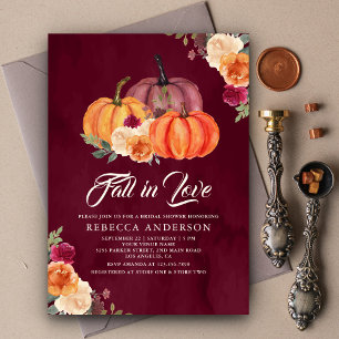 Burgundy Burnt Orange Floral Pumpkin Brautparty Einladung