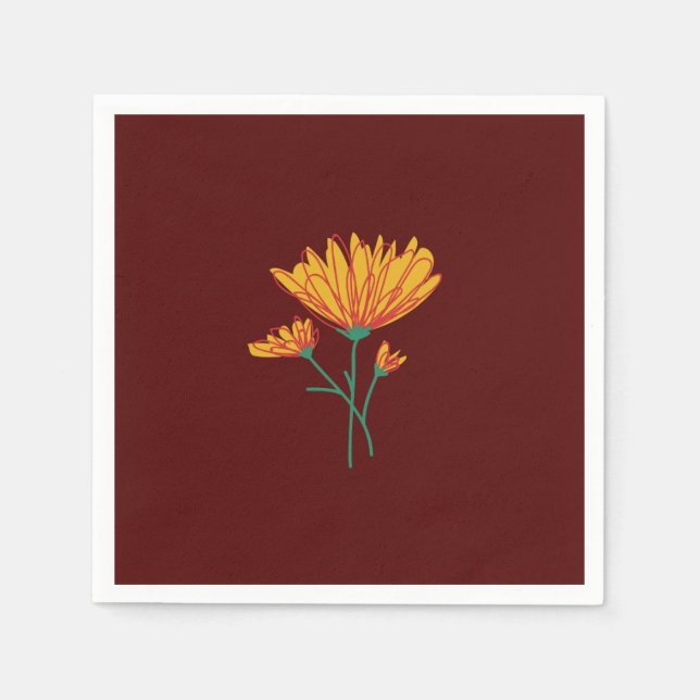 Burgundy Calendula Napkins Serviette (Vorderseite)