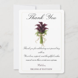 Burgundy Calla Lily Wedding Bouquet Ivory Ribbon Dankeskarte