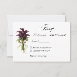 Burgundy Calla Lily Wedding Bouquet Ivory Ribbon  RSVP Karte