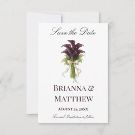 Burgundy Calla Lily Wedding Bouquet Ivory Ribbon  Save The Date