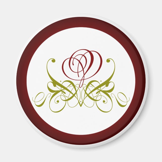 Burgundy Calligrafy Rose Magnet (Vorne)