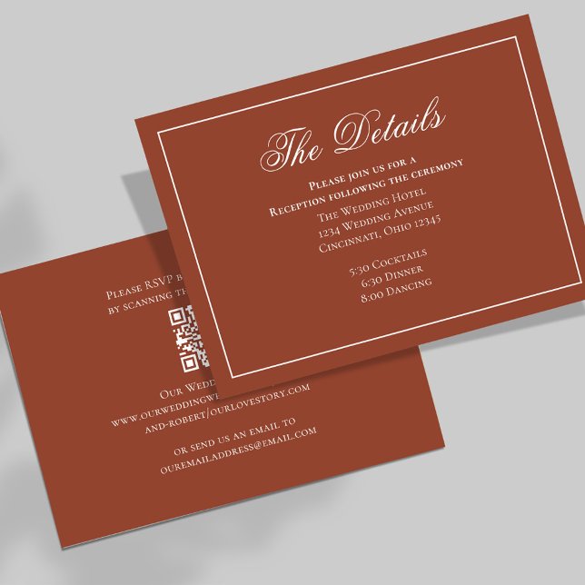 Burgundy Calligraphy Elegante Details UAWG Begleitkarte (Elegant burgundy wine wedding details card. )