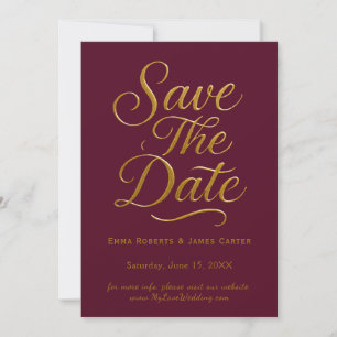 Burgundy Calligraphy Save the Date