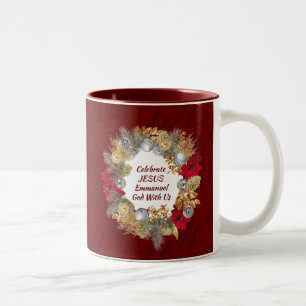 Burgundy CELEBRATE JESUS Weihnachtskranz Zweifarbige Tasse