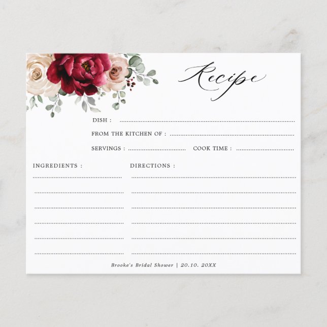 Burgundy Champagne Ivory Brautparty Rezept (Vorderseite)