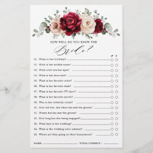 Burgundy Champagne Ivory Mauve Brautparty Game