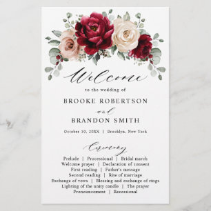Burgundy Champagne Ivory Mauve Rose Blumenprogramm