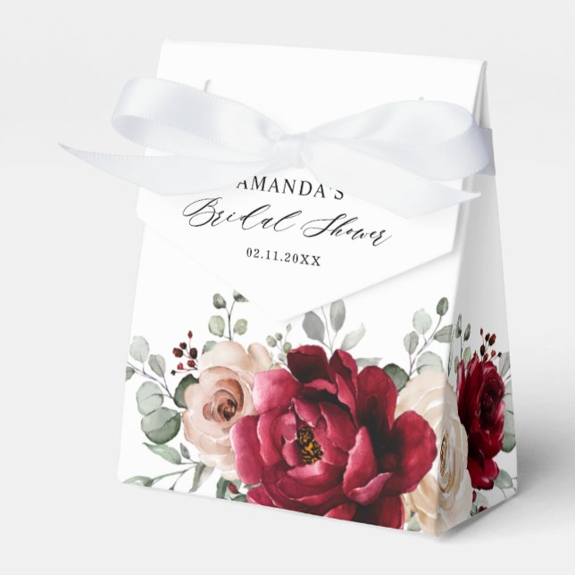 Burgundy Champagne Ivory Mauve Rose Brautparty Geschenkschachtel (Vorderseite)