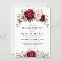 Burgundy Champagne Ivory Mauve Rose Floral Wedding