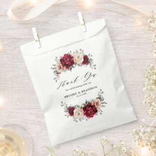 Burgundy Champagne Ivory Mauve Rose Floral Wedding Geschenktütchen