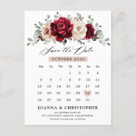 Burgundy Champagne Ivory Mauve Rose Save the Date Postkarte