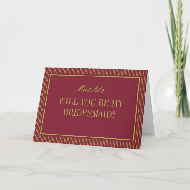 Burgundy & Chartreuse Wedding Bridesmaid Proposal Karte (Vorderseite)