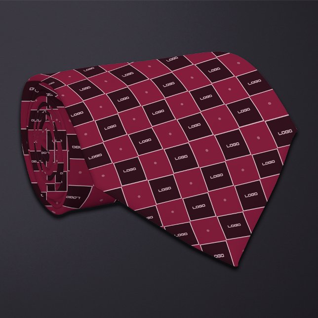 Burgundy Checkerboard Logo Pattern Krawatte (Von Creator hochgeladen)