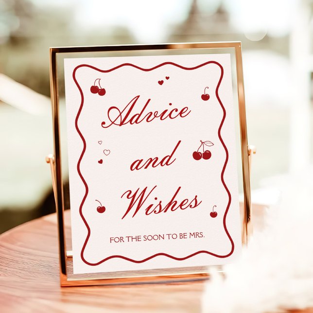 Burgundy Cherry Bridal Shower Advice and Wishes Poster (Von Creator hochgeladen)