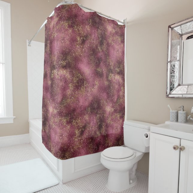 Burgundy Cherry Gold Glitzer Glitz Duschvorhang (Beispiel)