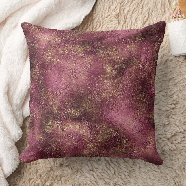 Burgundy Cherry Gold Glitzer Sparkle Kissen (Decke)