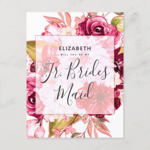 Burgundy Chic Floral werden Sie mein Jr. Bridesmai Einladung