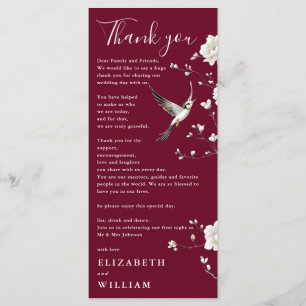 Burgundy Chinoiserie Wedding Dankeschön Karte