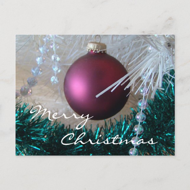 Burgundy Christmas Ornament customize Feiertagspostkarte (Vorderseite)