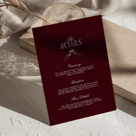 Burgundy Classic Retro Wedding Details Begleitkarte