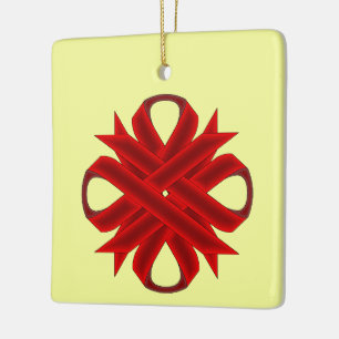 Burgundy Clover Ribbon von Kenneth Yoncich Keramikornament