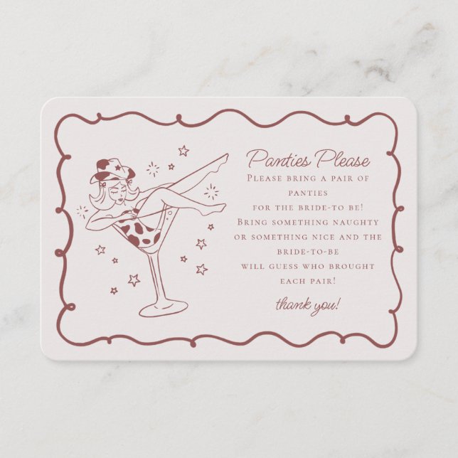 Burgundy Cocktails Cowgirls Bitte einfügen Begleitkarte (Vorderseite)