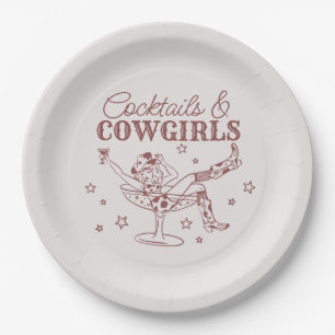 Burgundy Cocktails Cowgirls Geburtstag Bachelorett Pappteller